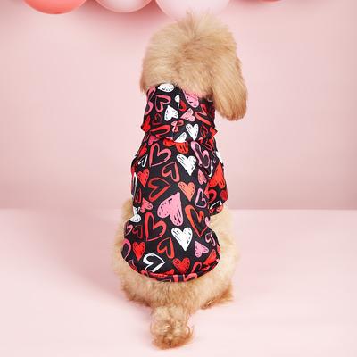Lustiges Herz-Shirt Valentinstag Haustier Hund Hoodies Niedliches Welpenkostüm Kleidung für Kleine Mittelgroße Hunde Katzen Haustiere