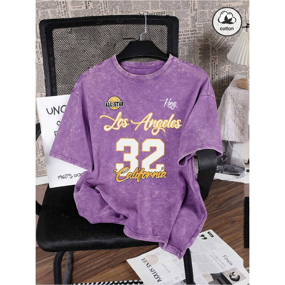 Kalifornien Los Angeles Bedruckte Gewaschene T-Shirts Herren Übergröße Baumwolle T-Shirt Sommer Rundhals Oberteile Lässig Abgenutzt Herren T-Shirts
