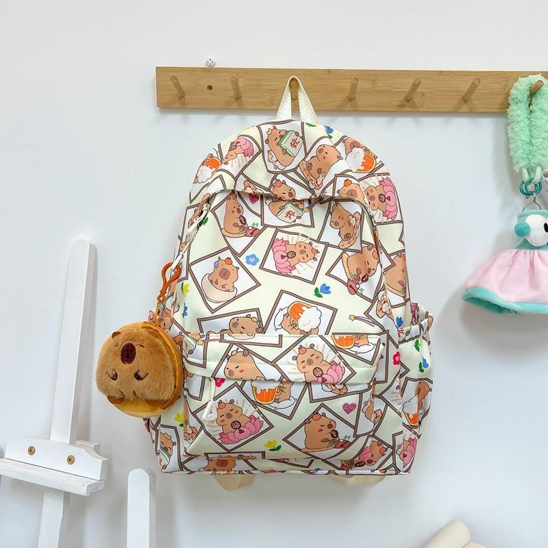 Capybara Girl Backpack With Expandable Design And Nylon For School And Travel Style A
