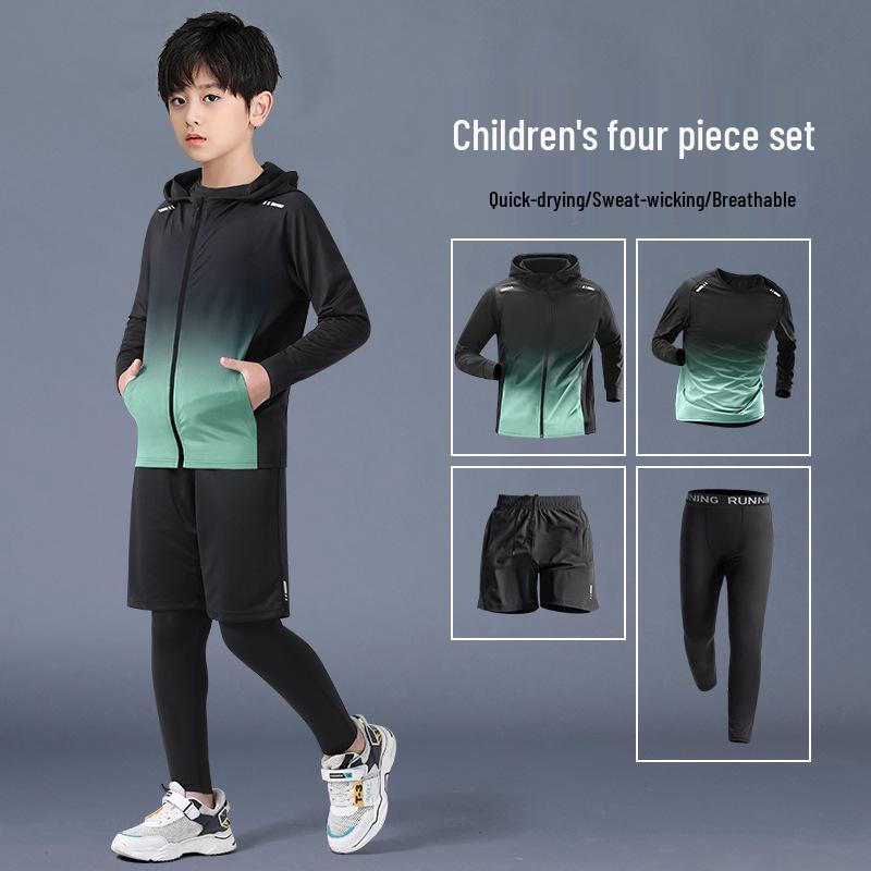 Autumn Quick-Drying Sports Suit: Boys' Basketball & Football Training Outfit with Tight-Fitting Winter Fitness Clothes for Teens