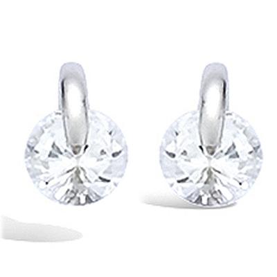 [F6189] - Silberohrringe 'Crystal' Silber weiß (rhodiniert) - 10x6 mm