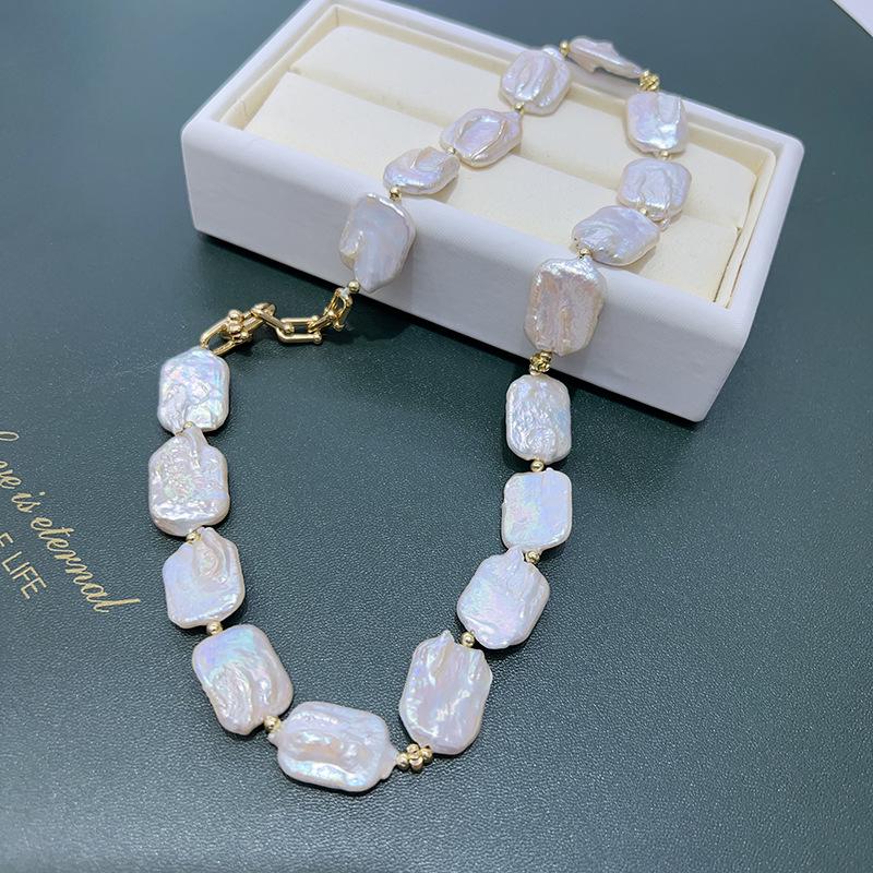 Baroque Iridescent White Freshwater Pearl Necklace - Summer Essential