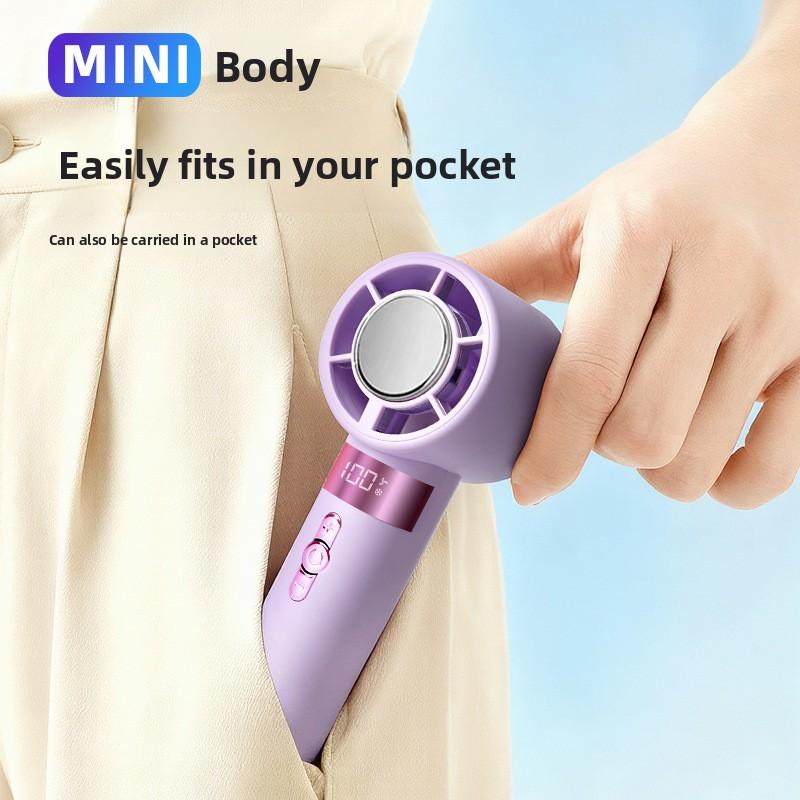 Simple Ice Pack High-Speed Handheld Fan with 100-speed Digital Display Portable Fan USB Charging Version Ice-Feeling Mini Fan