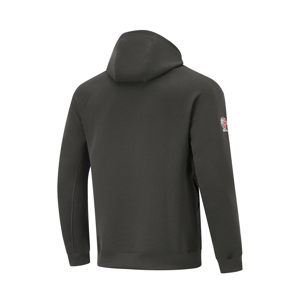 Li Ning Cba Series Solid Color Logo Hoodie Comfortable Breathable Versatile Casual Sweatshirt Men Hoodies Graphite-Grey AWDU521-4