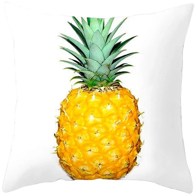 Summer Yellow Pineapple Leaf Print Pillow Case Home Decor 100% Polyester Throw Pillow Cover for Sofa Funda Cojin 45*45 Cushions