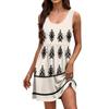 Damen Sommer Mode Tank Kleid A-Linie Ärmellos Lässig Floral/Einfarbig Taschenkleid