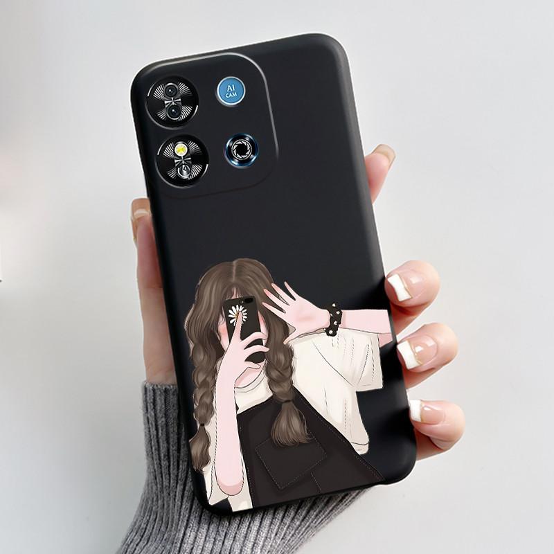 For Oukitel C57S C57 Pro Plus Ultra Case BLU J12 Back Cover Cute Love Heart Rabbit Black TPU Soft Silicone Protective Phone Case
