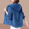 Giacca con cappuccio da donna, giacca casual ampia con cerniera, taglie forti