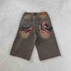 Cross Border Derschutze Deserto Musa Velo Ricamo Industria Pesante Pantaloncini Dritti Street Vintage Tendenza Jeans
