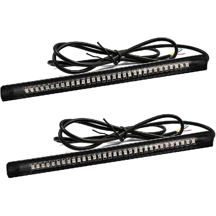 KVAEY 2PCS Universal LED Strip Tail Brake Stop Light, 8" Flexible LED Light Strip Turn Signal License Plate Lights, 12V Waterproof 32LED Light Strip