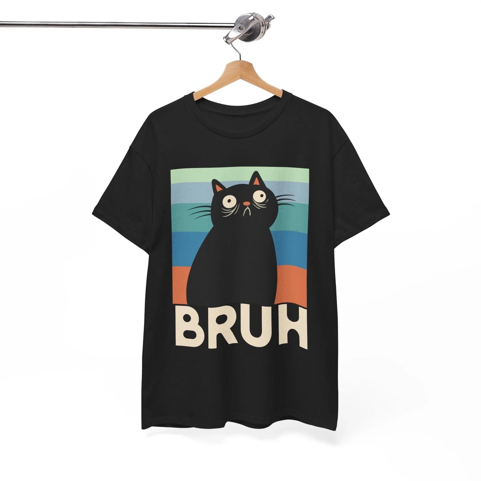 Funny Bruh Cat Meme T-Shirt | Funny Cat Joke Tee | Hilarious Geek Shirt M