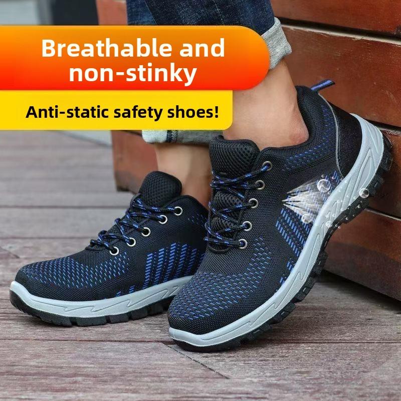 Men's Safety Shoes Anti Slip Working Shoes Breathe Waterproof Steel Toe Sneakers Anti Smashing Piercing Work Shoe Wear-resistant