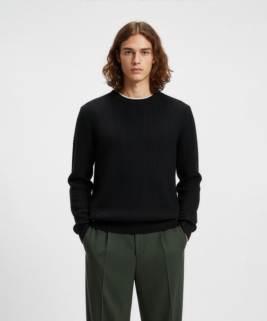 HUGO Herringbone Knit Sweater 50543789_001