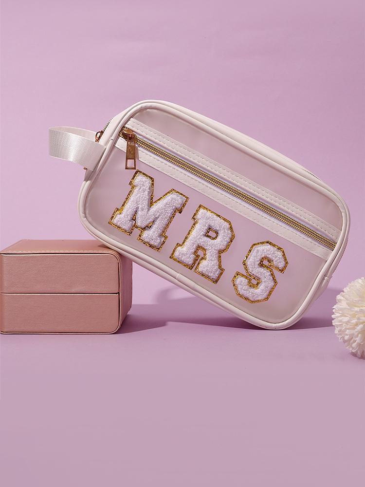 Transparent Waterproof PVC Handbag: Embroidered PU Cosmetic & Wash Bag