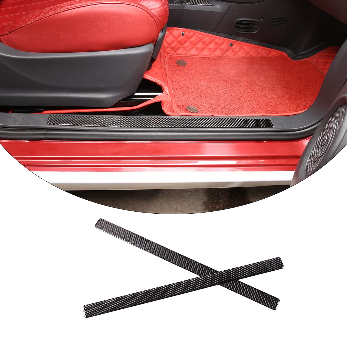 

Hcilloend Side Step Side Scuff Plate Covers for New Fiat 500 Luxury Scratch Scratch Stain Carbon Easy Interior Custom Car Carbon Fiber Set of 2