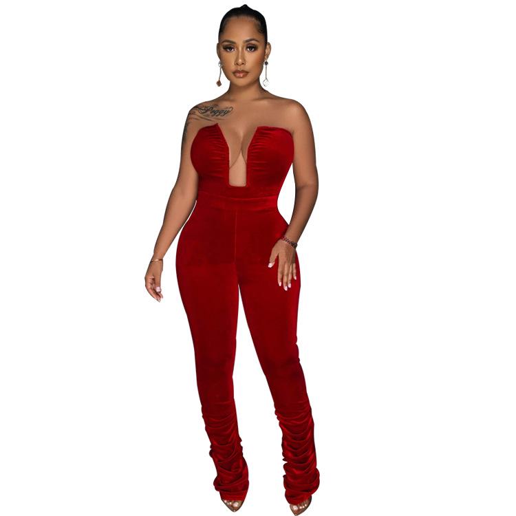 European & American Women's Fashion Velvet Jumpsuit - Sexy, Casual Style (RC3245)