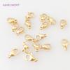 Real Gold Plated Brass Material 10mm Lobster Clasps Wholesale, 7cm Extension Chain For Bracelet Necklace DIY Jewellery Part