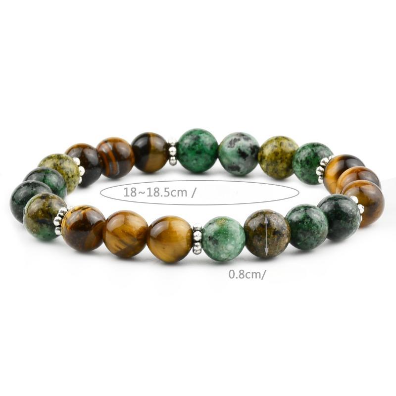 GemChic Unisex Ethnic Agate Tiger Eye Stone Beads Bracelet Classical Retro Elastic Chain Birthday Christmas Jewelry Gift