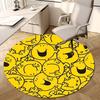1 Stück Runder Teppich mit Muster aus fröhlichen gelben Gesichtern, Hergestellt aus Polyester, Perfekt zur Dekoration von Bürostühlen, Wohnzimmern