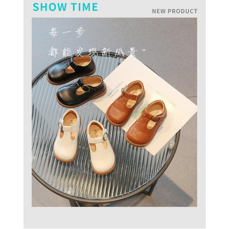 Girls Solid Color British Style Kids Princess Leather Shoes College Style Casual Single Shoes