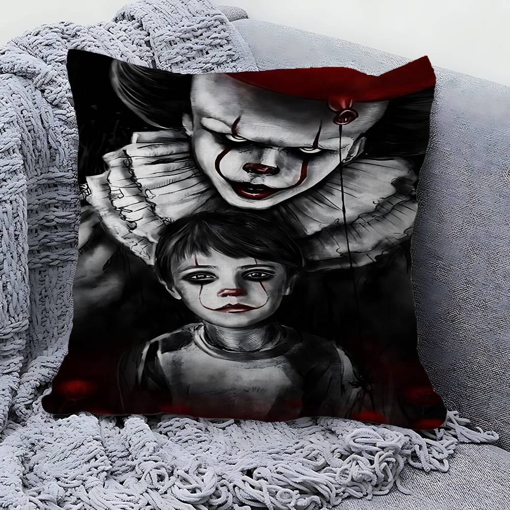 Horror P-Pennywise Clown Pillow Cover For Bedroom Room And Living Room Sofa Decorative Cushion Cover