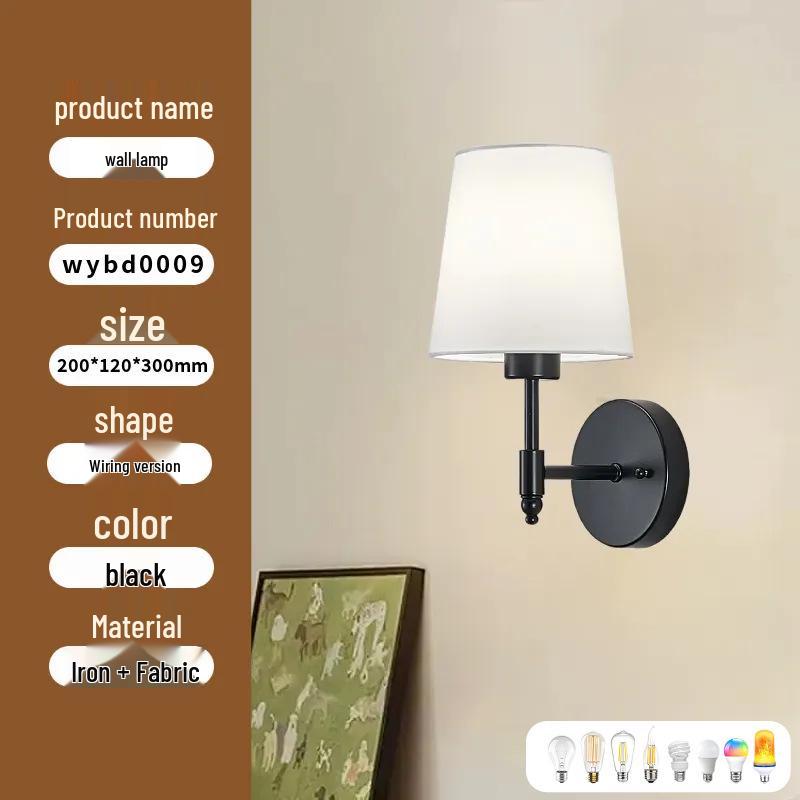 

Retro Wireless Dimmable Wall Lamp with Canvas Shade & Gold Wireless Charging- Bedroom/Living Room Decor.