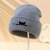 Cartoon Cat Printed Warm Hat Windproof Pullover Cap High Quality Knitted Beanie Hat  Outdoor