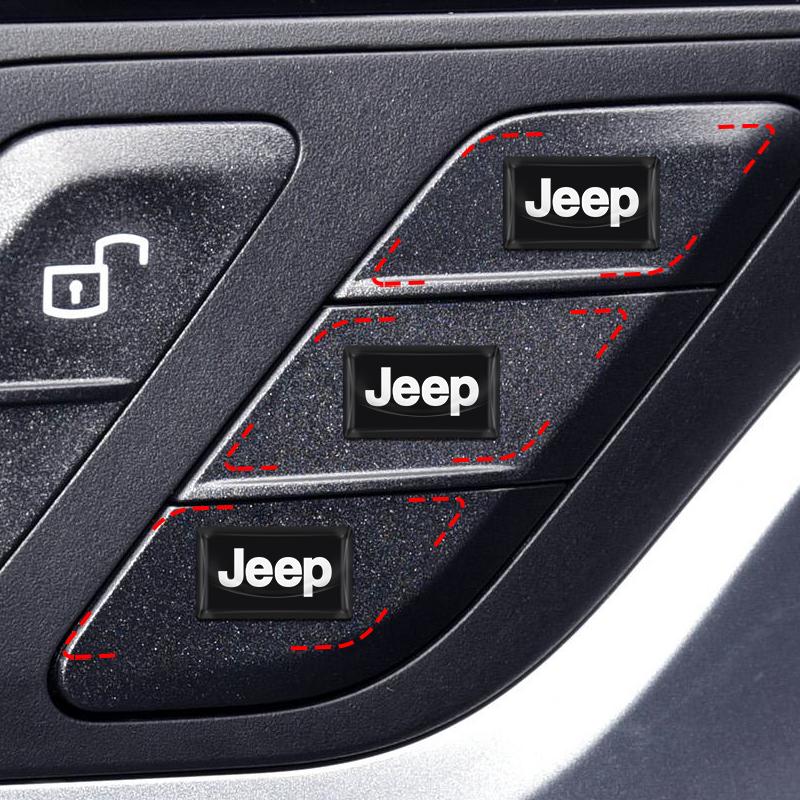2/10 Stück Auto Innenraum Abzeichen Aufkleber 3D Epoxidharz Aufkleber Zubehör für Jeep Grand Cherokee Wrangler Renegade Compass Patriot Liberty