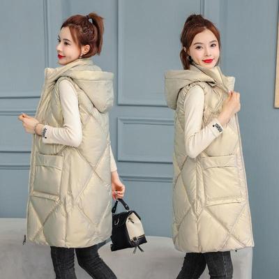 Chaleco Desmontable de Algodón Plumífero Para Mujer Otoño Invierno Estilo Medio a Largo Sin Lavado Chaleco de Algodón Chaqueta de Hombro para Mujer Tendencia