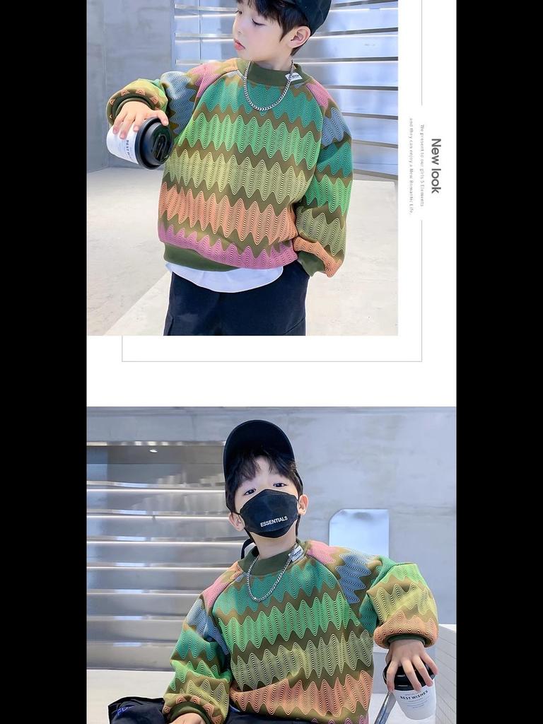 Sweat-shirt à manches longues à imprimé géométrique pour garçon 2023