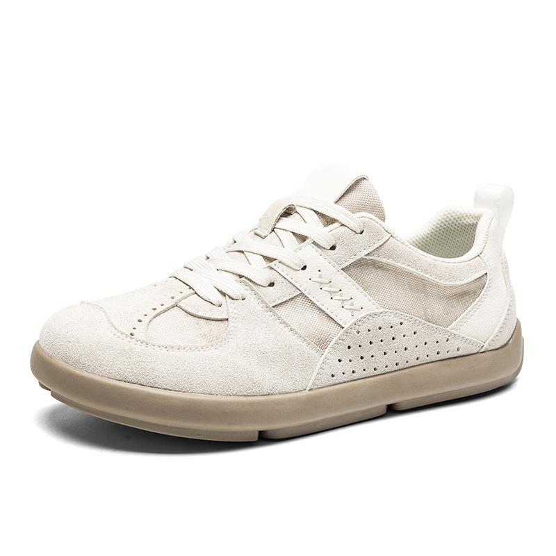 Spring New Men'S Casual Shoes Solid Color Leather Upper Breathable Mesh Non Slip Sole Casual Daily Wear 39-44