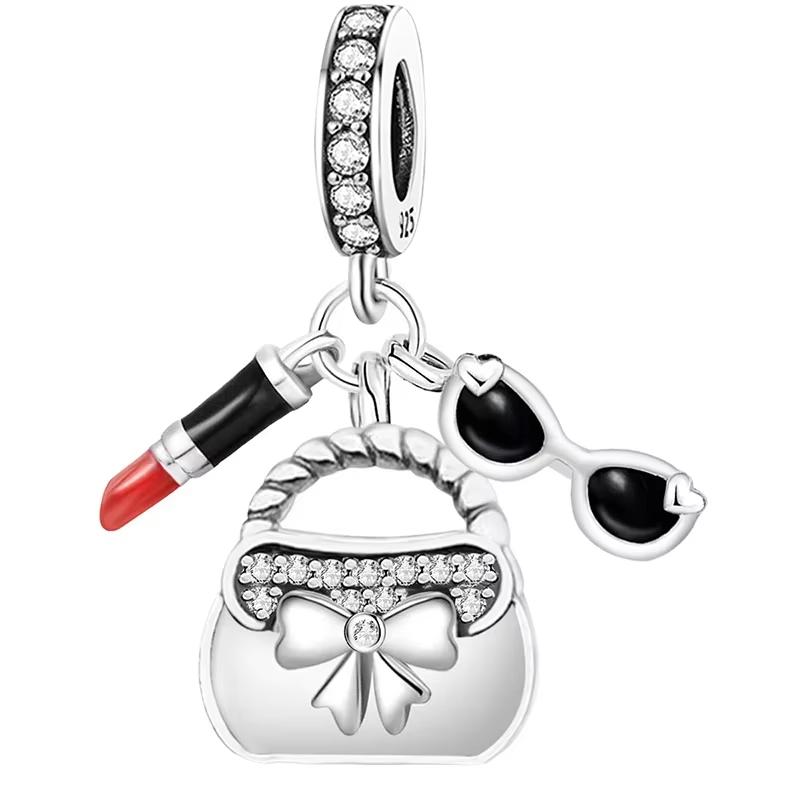 Kupfer Blume Koffer Vierblättriges Kleeblatt Schildkröten Anhänger Perlen Passend für Original Pan Armbänder DIY Echtschmuck Geschenk