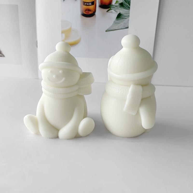 Christmas Snowman Silicone Mold DIY Scented Candle Plaster Resin Ornaments Mold Handmade Soap Candle Making Supplies