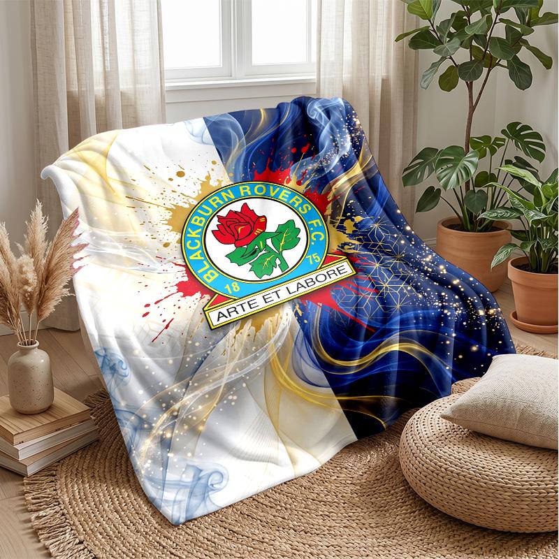 Coperta in Flanella con Stampa Calcio Blackburn Rovers, Coperta Morbida Calda Leggera per Divano Letto Campeggio