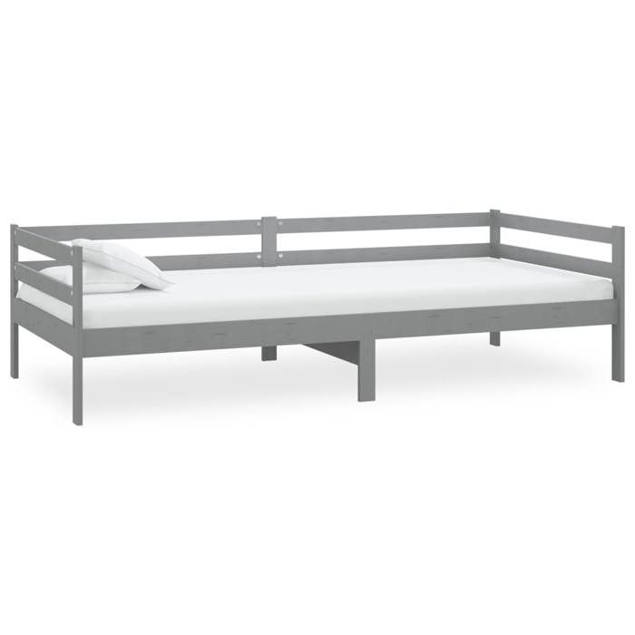 Maison Exclusive - Lit de repos avec matelas 90x200 cm Gris Bois de pin massif