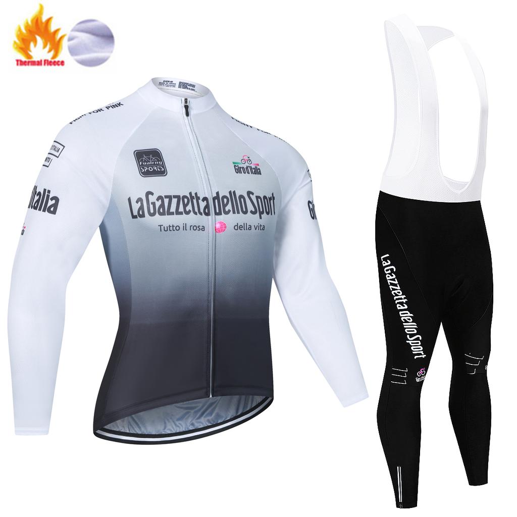 Winter Fleece Men's Cycling Jersey Sets Tour De Italy D'ITALIA Mountian Bicycle Clothes Wear Bike Clothing New Team Cycling Suit