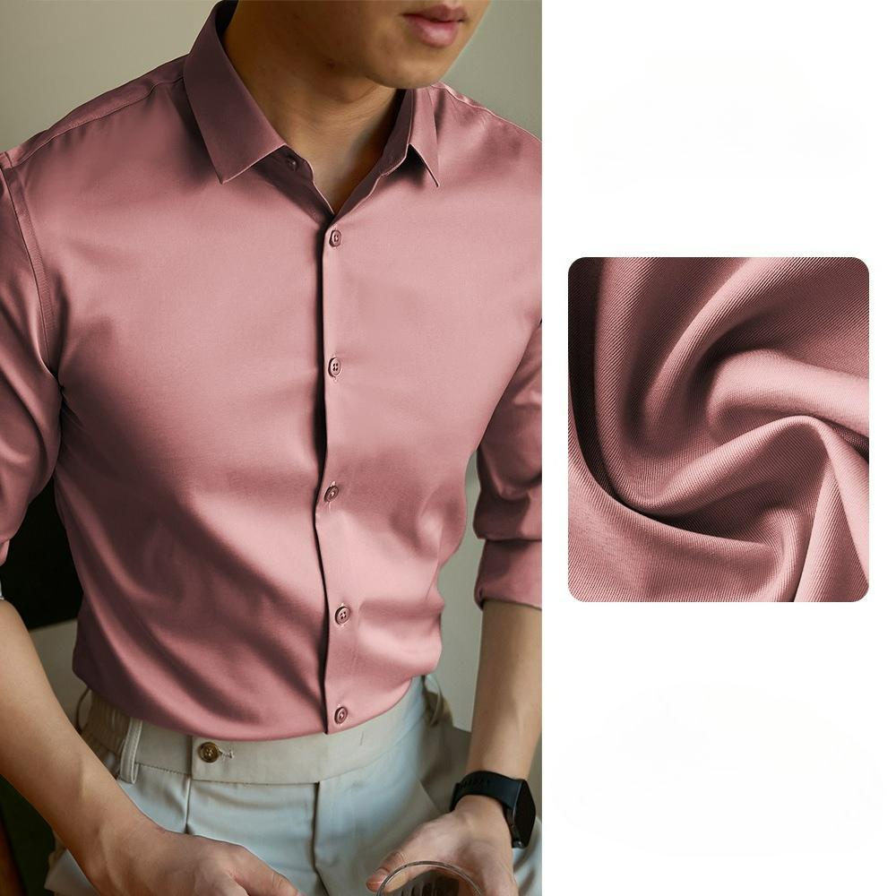 Business Knitterfreies Merzerisiertes Graues Dünnes Hemd Herren Langarm Frühling und Herbst High-End Slim-Fit Hemd