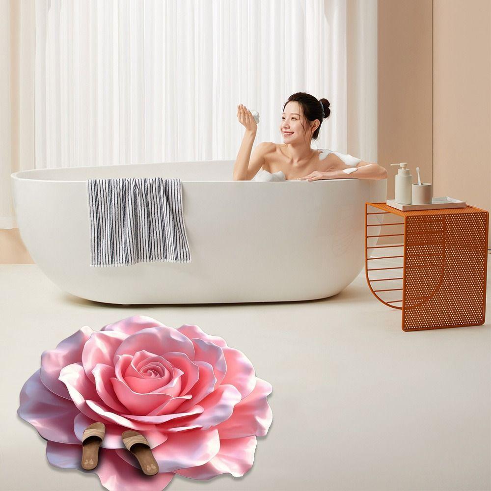 Special-shaped Flower Carpet Non-slip Soft Peony Floor Mat Absorbent 60x60cm Door Gasket for Living Room Tea Table Bedside