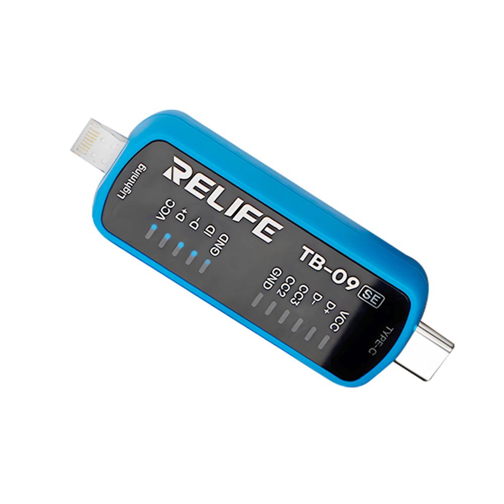RELIFE TB-09 SE For iPhone/Android Charging Port Tester 8-Pin Type-C Dual Plug Fault Detection