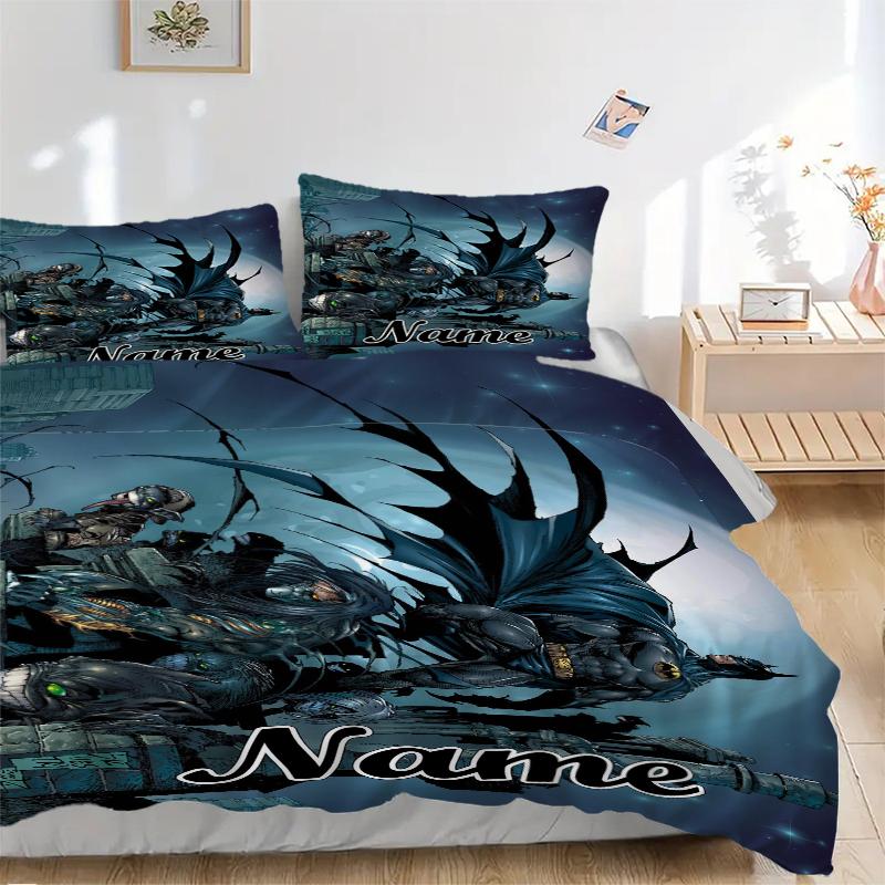 Custom Textile Batman Thunder Bedding 3 Piece Set HD Print Duvet Cover Pillowcases for Teens Adult Bedroom Decoration