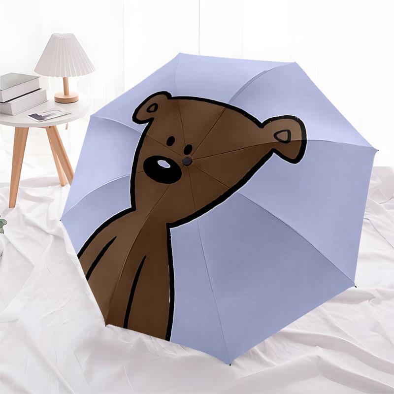 

Automatic Opening/Closing Umbrella with Cute Teddy Bear Design - Portable 3-Fold Design, 8-Bone Iron Frame, Gift for Fans and Travelers01041