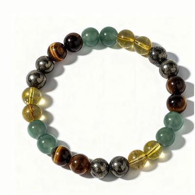 Feestelijke Geschenken Tijgeroog Groene Aventurijn Citrien Pyriet Kralenarmband Natuurlijke Mode Sieraden Voor Mannen Vrouwen Dagelijkse Slijtage Cadeau