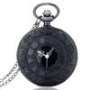 Retro Charme Schwarze Römische Ziffern Quarz Steampunk Taschenuhr Halskette für Damen und Herren