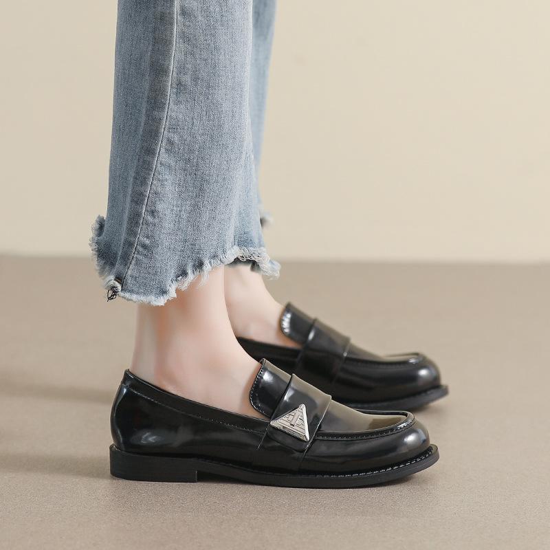 Women's platform autumn small leather shoes retro single shoes large size women's shoes