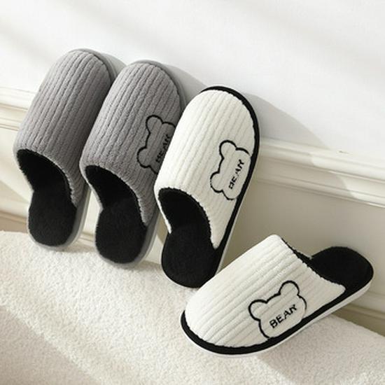 Women's Closed-Heel Waterproof Cotton Slippers - Non-Slip, Warm, Thick-Soled for Indoor Use, Autumn & Winter