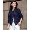 Demana Women's Denim-Style Rivet Pocket Lapel Jacket