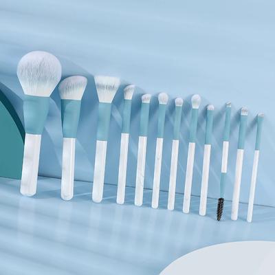Sada štětců na make-up 12 ks modrý štětec na korektor, štětec na tvářenku, štětec na pudr, oční stíny, zvýrazňovač, štětec na podkladovou bázi, kosmetické nástroje pro krásu