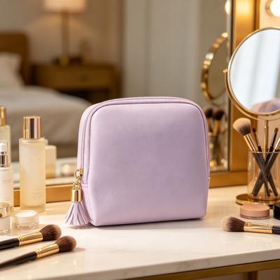 Bolsa de Cosméticos Multiuso em Couro PU Necessaire Compacta Organizadora de Viagem para Bolsa de Mão Mala Banheiro Quarto