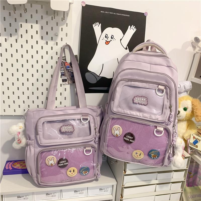 Schoolbag Junior high school college students High value backpack Tuition bag Shoulder bag Dopamine backpack Korean version of college style school