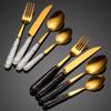 Gold Ceramic Handle 24-Piece Western Cutlery Set